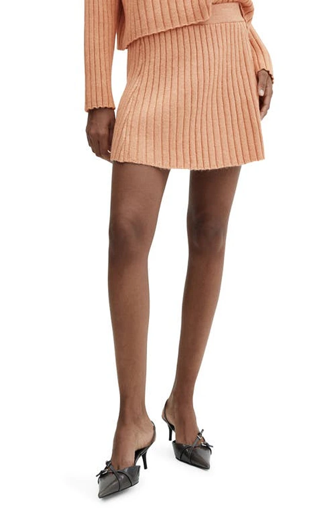 MANGO Rib Flare Sweater Miniskirt Peach at Nordstrom,