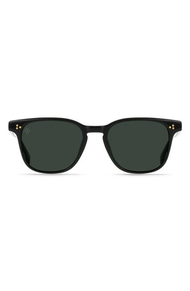 RAEN Alvez Round Polarized Square Sunglasses in Recycled Black/Green Polar at Nordstrom