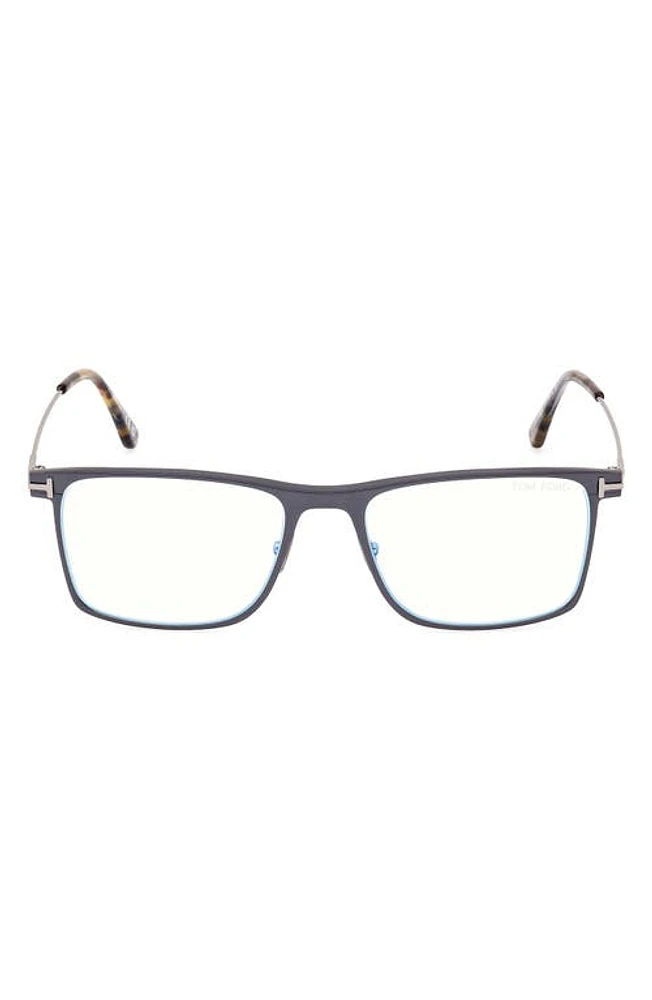 TOM FORD 55mm Square Blue Light Blocking Glasses in Matte Dark Ruthenium at Nordstrom