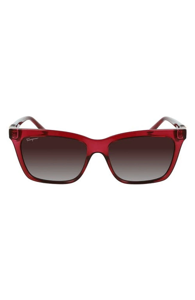 FERRAGAMO Gancini 54mm Rectangular Sunglasses in Crystal Wine at Nordstrom