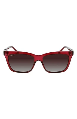 FERRAGAMO Gancini 54mm Rectangular Sunglasses in Crystal Wine at Nordstrom