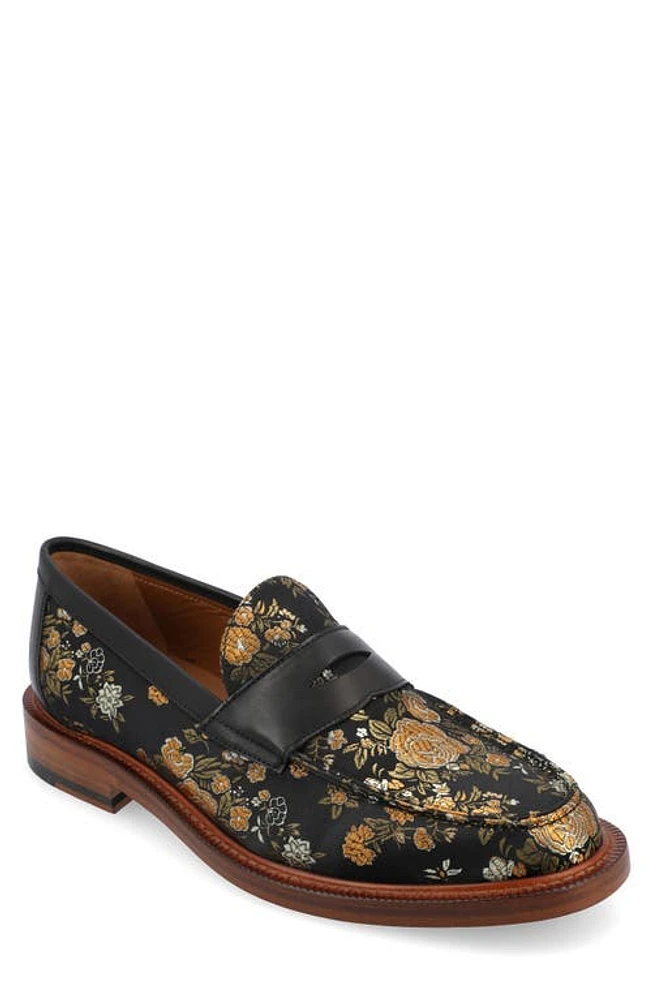 TAFT The Fitz Jacquard Penny Loafer Eden Noir at Nordstrom,