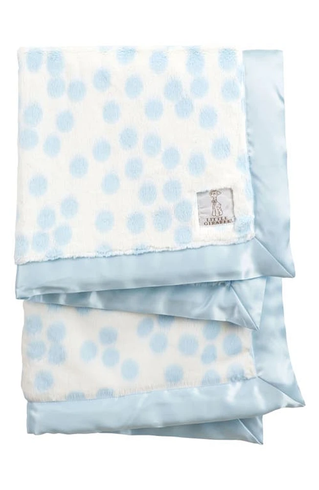 Little Giraffe Confetti Satin Trim Blanket in Blue at Nordstrom