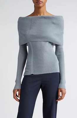 Paloma Wool Palmer Rib Off the Shoulder Sweater Grey at Nordstrom,