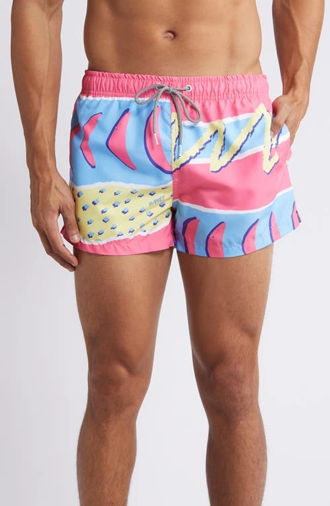 Boardies Fresh Shortie Swim Trunks Blue Multi at Nordstrom,