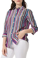 Jones New York Stripe Button-Up Shirt Black Multi at Nordstrom,