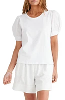 Brave+True Abigail Puff Sleeve Mixed Media Cotton Top at Nordstrom,