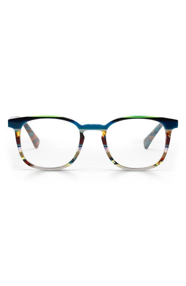 eyebobs Boardroom 50mm Reading Glasses in Teal Multi/Clear at Nordstrom, Size +3.00