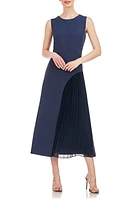 Kay Unger Danette Pleat Detail A-Line Dress Slate at Nordstrom,