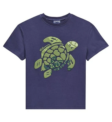 Vilebrequin Kids' Organic Cotton Turtles Camo Placed T-Shirt in Bleu Marine at Nordstrom