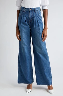 Veronica Beard Mia High Waist Double Pleat Wide Leg Jeans Vintage Globetrotter at Nordstrom,