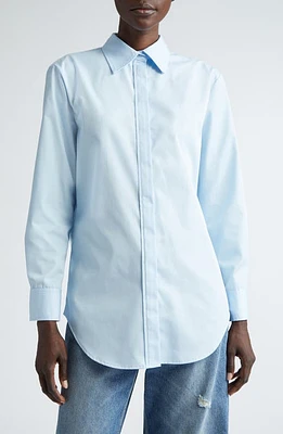 Brandon Maxwell The Mira Boyfriend Split Back Button-Up Shirt Sky Blue at Nordstrom,