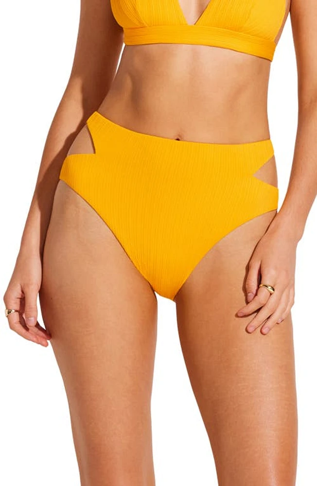 Vitamin A Amara High Waist Bikini Bottoms Sunflower at Nordstrom,