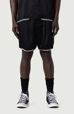 HONOR THE GIFT Blanket Stitch Cotton Shorts Black at Nordstrom,