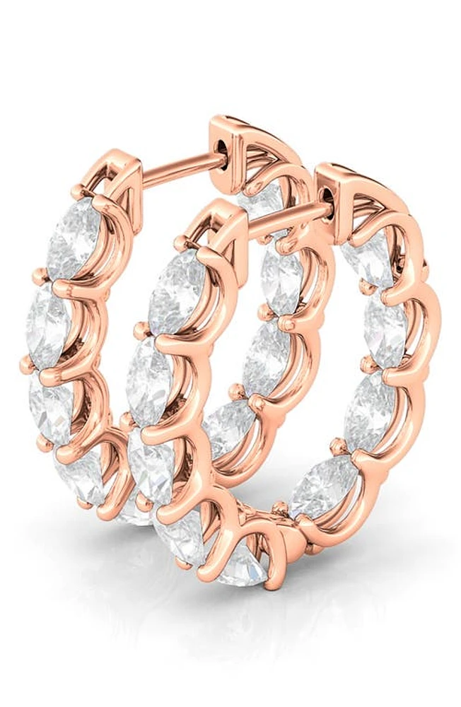 HauteCarat Oval Lab Created Diamond Inside Out 14K Gold Hoop Earrings in Rose Gold at Nordstrom