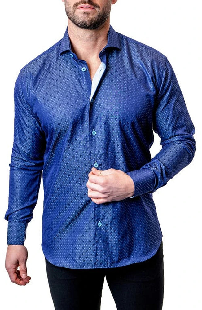 Maceoo Einstein Dot Paisley Blue Contemporary Fit Button-Up Shirt at Nordstrom,