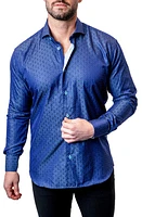 Maceoo Einstein Dot Paisley Blue Contemporary Fit Button-Up Shirt at Nordstrom,