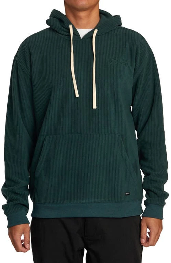 RVCA Hewitt Oversize Ribbed Pullover Hoodie in Hunter Green at Nordstrom, Size Medium