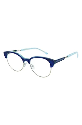 Coco and Breezy Believe 52mm Round Blue Light Blocking Glasses in Blue/Clear With Champagne at Nordstrom