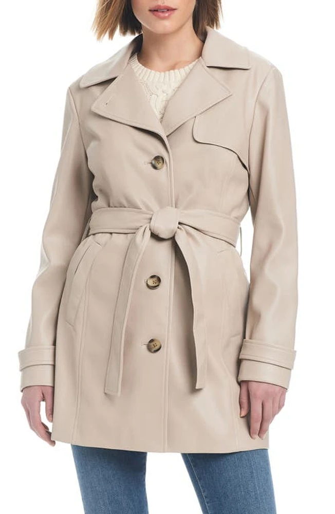 Sanctuary Faux Leather Trench Coat in Sawdust at Nordstrom, Size Small