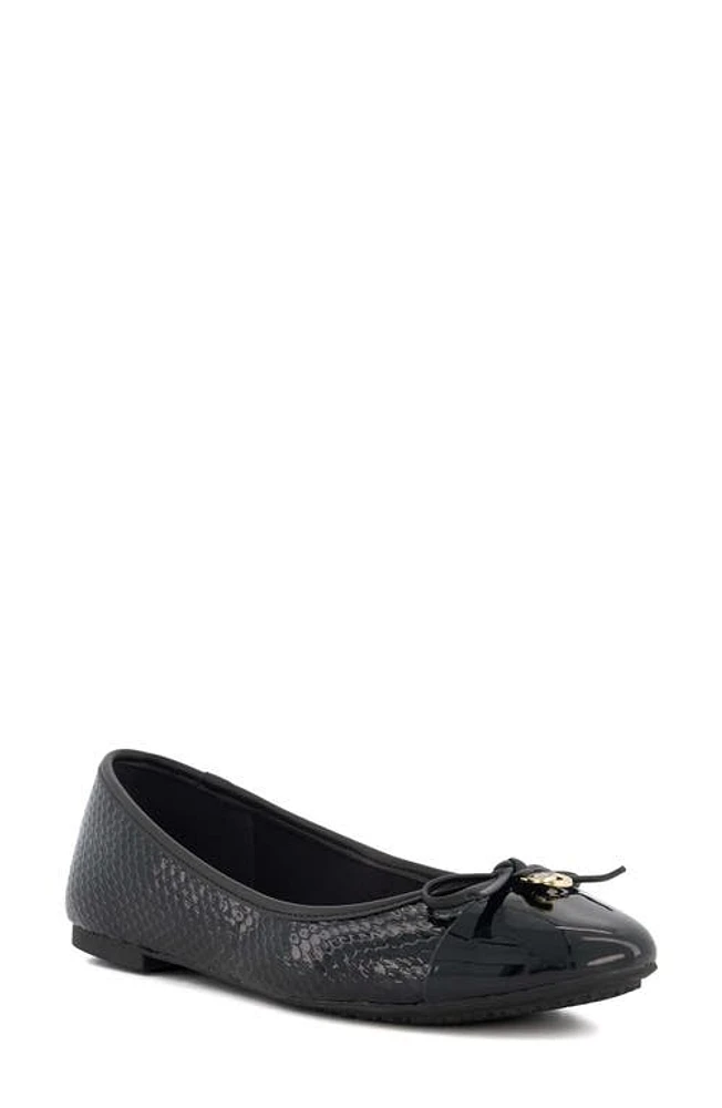 Dune London Hallo Snake Embossed Ballet Flat Black at Nordstrom,