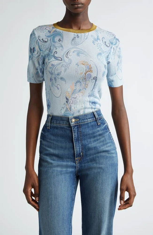 Etro Paisley Knit Top Light Blue at Nordstrom, Us