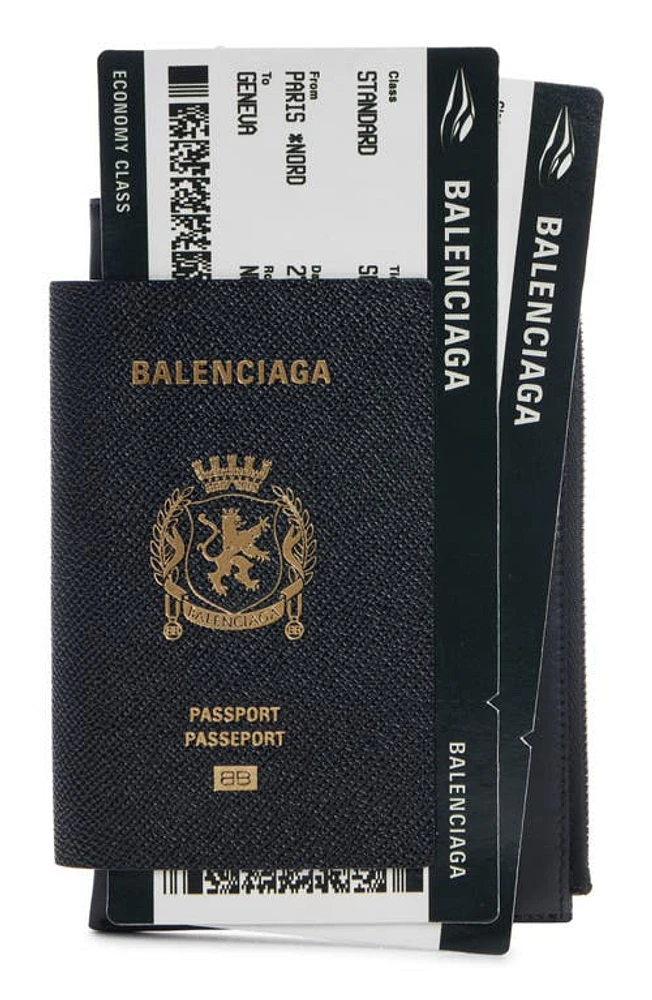 Balenciaga Passport Leather Phone Case in Black at Nordstrom