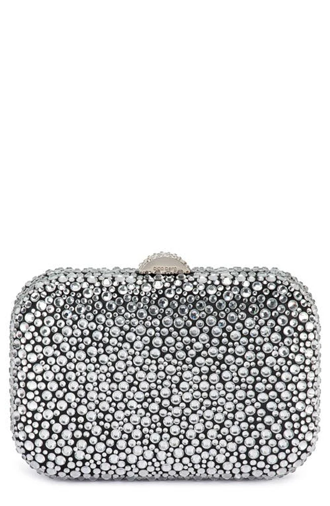 Olga Berg Casey Hot Fix Crystal Clutch in Black/Silver at Nordstrom