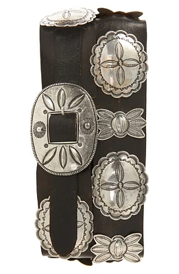 Ralph Lauren Purple Label Concho Leather Belt Black at Nordstrom,