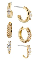 Nadri Cleo Set of 3 Hoop Earrings in Gold at Nordstrom