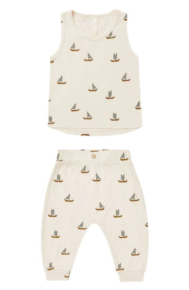 Rylee + Cru Tank Top & Slouchy Jersey Pants Set Sailboats at Nordstrom,