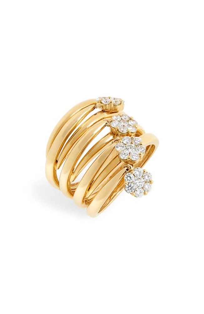 Hueb Flower Charm Stacked Diamond Ring at Nordstrom,