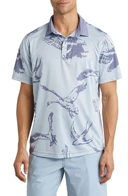 Swannies Austin Bird Print Golf Polo in Sky at Nordstrom, Size Medium