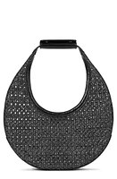 STAUD Medium Raffia Moon Shoulder Bag in Black at Nordstrom