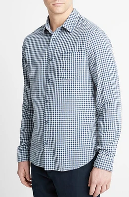 Vince Mojave Plaid Shirt Deep Indigo/Optic White at Nordstrom,