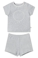 MORI Snoozy Fitted Two-Piece Graphic Short Pajamas in Grey Marl at Nordstrom