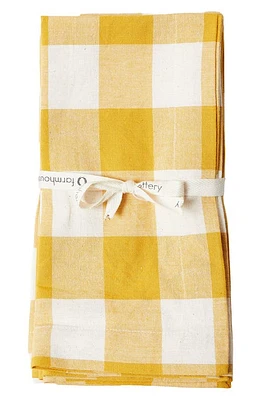 Farmhouse Pottery Set of 4 Farmer's Gingham Check Napkins in Ochre at Nordstrom