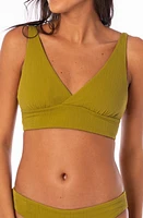 Maaji Engraved Leaves Julie Reversible Bikini Top Green at Nordstrom,