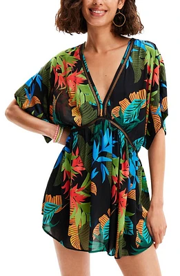 Desigual Tropical Tunic Dress Black at Nordstrom,