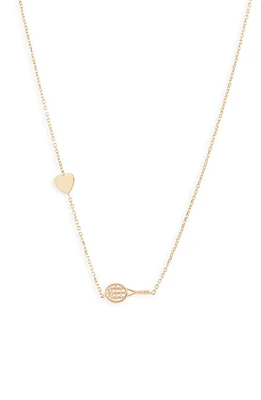 Anzie Diamond Tennis Racket Pendant Necklace in Gold at Nordstrom, Size 16