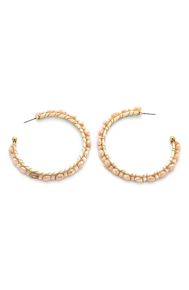 Panacea Crystal Bead Hoop Earrings in Ivory at Nordstrom