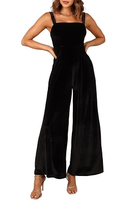 Petal & Pup Scarlette Wide Leg Velvet Jumpsuit Black at Nordstrom,