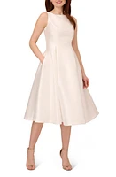 Adrianna Papell Sleeveless Mikado Fit & Flare Midi Dress at Nordstrom,