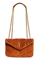 Saint Laurent Puffer Toy Suede Crossbody Bag in Camel at Nordstrom