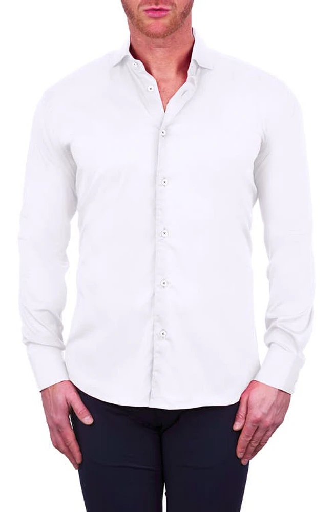 Maceoo Einstein Stretch Cotton-Blend Button-Up Shirt White at Nordstrom,