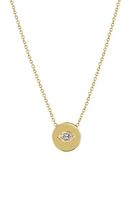 Zoë Chicco Marquise Diamond Coin Pendant Necklace in 14K Yellow Gold at Nordstrom, Size 16