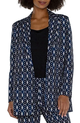 Liverpool Los Angeles One-Button Boyfriend Fit Blazer Navy Batik Print at Nordstrom,