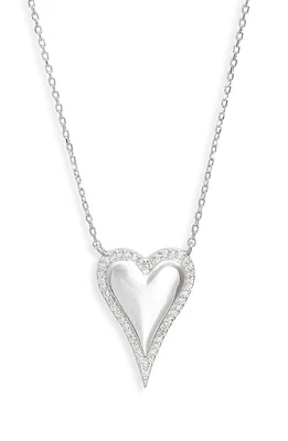 SHYMI Cubic Zirconia Pavé Heart Pendant Necklace in Silver at Nordstrom