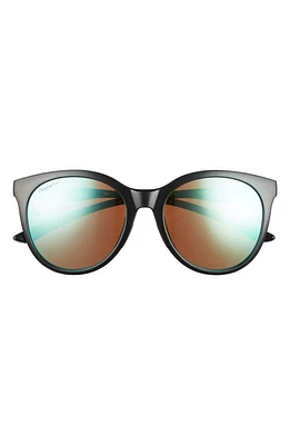 Smith Bayside 55mm Polarized Mirrored Round Sunglasses in Black/Chromapop Opal at Nordstrom