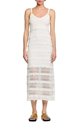 sandro Jessie Pointelle Knit Sweater Dress White at Nordstrom,